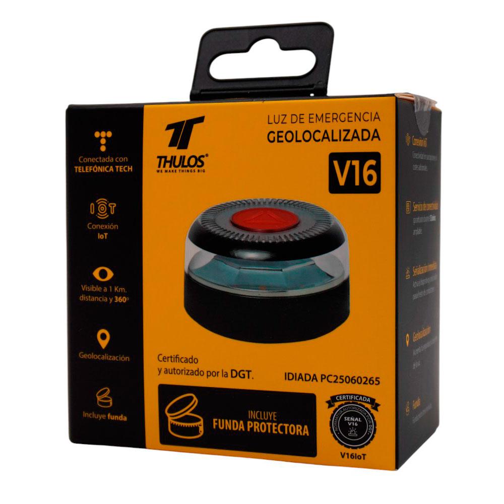 Baliza Geolocalizable THULOS / Homologada V16 / Luz Flash / Visibilidad + 1 km / IP54 / Incluye Funda protectora / TH-V16-2
